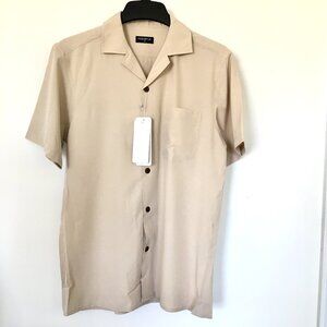 Pashartuk Men’s Beige  Short Sleeve Button Down Shirt Size M New w/Tag